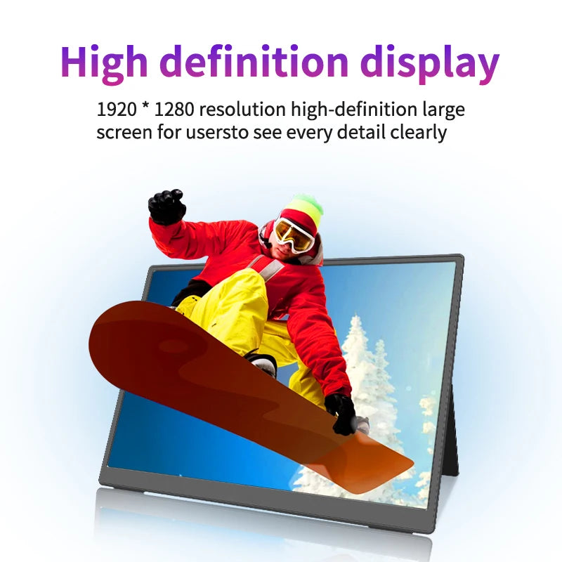10.5 Inch Mini FHD Ultra-Thin Portable Monitor 1280P Display Ips Portable Screen