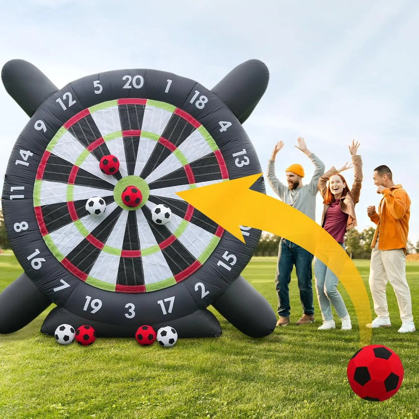 10ft Giant Inflatable Soccer Dart Board Large Kick Football Target Dartboard for Outdoor Backyard Games,Camp and Soccer Parties