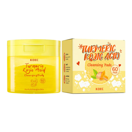 KOEC Turmeric Kojic Acid Cleansing Pads 60pcs Pore Care Pads Deep Cleaning Makeup Remover Cleanser Tiktok Hot Selling